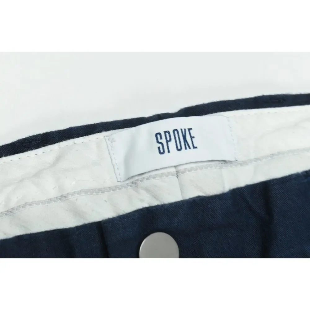 SPOKE Linen Lights Build B Pants Mens 32 Navy Blue Straight Leg Slim Fit Cotton